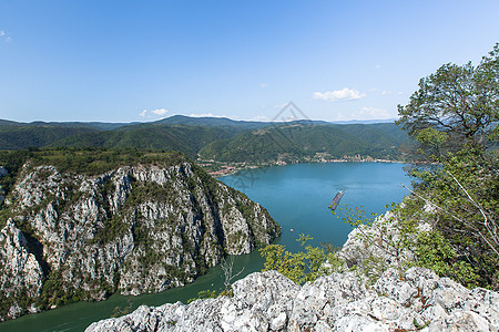 多瑙河峡谷石头国家地标旅游铁门公园岩石天空边界河岸图片