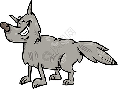 灰狼动物漫画插图图片