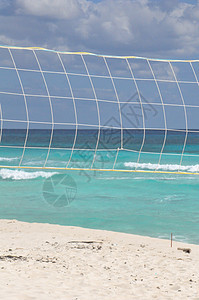 墨西哥海滩地标地平线海景海浪蓝色热带太阳海岸泡沫假期图片
