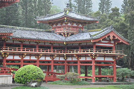 夏威夷比约多寺热带纪念馆花园宗教神社寺庙绿色植物建筑公园传统图片