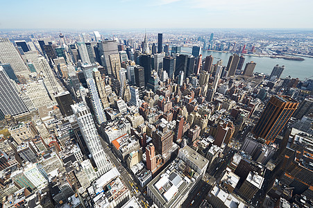 从帝国大厦到曼哈顿的市景观地标办公室场景摩天大楼全景天空帝国城市商业市中心图片