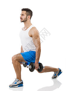 运动人举重力量锻炼平衡训练拉丁教练男性二头肌重量培训师图片