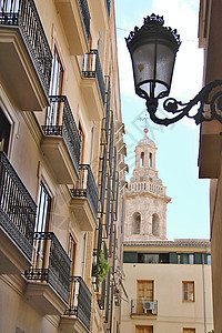 西班牙巴伦西亚市地标石头艺术天空蓝色城市古董房子历史建筑学图片