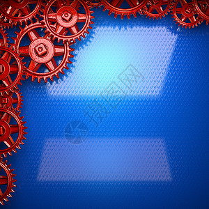 蓝金属背景 有红色古轮齿具乐器技术插图手表抛光机械机器人齿条轮小说齿轮图片