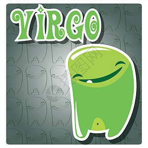 Zodiac 标志Virgo 与可爱的多彩怪兽图片