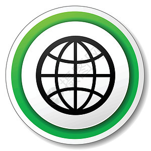 矢量地球图标世界网络贴纸行星按钮圆形绿色标签全球互联网背景图片