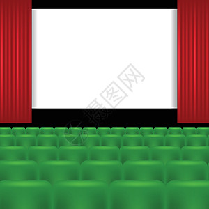 电影屏幕和绿席位图片