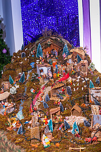 圣诞风景传统房屋牧羊人雕像楷模宗教预设派对图片