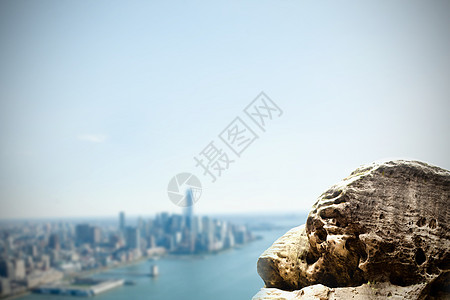 俯视海岸线城市的大岩石港口海洋建筑石头插图计算机景观摩天大楼环境绘图图片