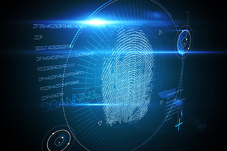 科技楼数字安全数码指纹指纹扫描黑色墨水界面蓝色插图计算科技鉴别电脑绘图背景