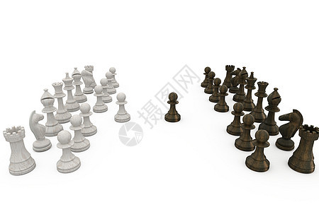 木制象棋碎片面对面女王对抗骑士闲暇计算机绘图棋子战略对峙棋盘图片
