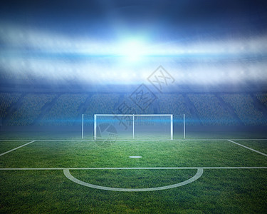 球场足球赛和球门柱闲暇世界运动聚光灯沥青杯子数字绿色插图绘图背景图片