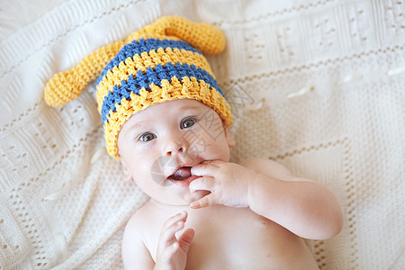婴儿宝宝男生工作室孩子蓝色帽子戏服蜜蜂毯子童年钩针图片