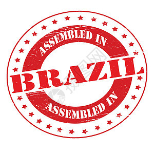 在巴西集会星星拼凑橡皮红色墨水圆形背景图片