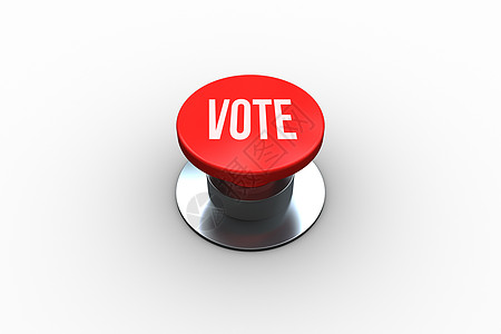 在数字生成的红色按键上投票力量插图流行语公民绘图一个字表决计算机选举义务图片
