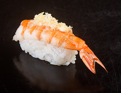 日食 寿司虾和本底美食海鲜食物鱼片白色寿司红色午餐饮食盘子图片