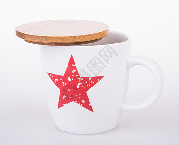 框中单击白色茶碗厨房餐具咖啡红色杯子背景图片