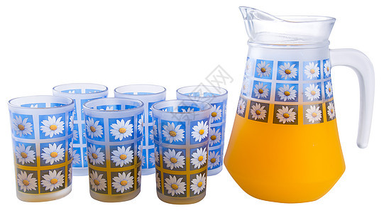 橙汁在背景上叶子黄色绿色玻璃液体白色食物饮食水果果汁图片