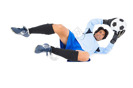 蓝色的守球员省钱运动服闲暇播放器齿轮足球团队守门员男人杯子运动员图片