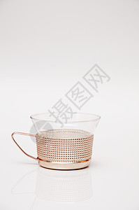 玻璃杯子咖啡店空白水晶反射器皿背景图片