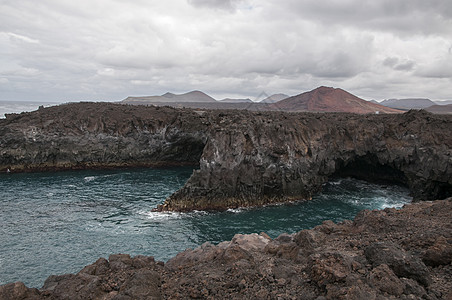 兰萨罗特的温床海岸海浪海滩蓝色天堂地平线风景热带高清图片