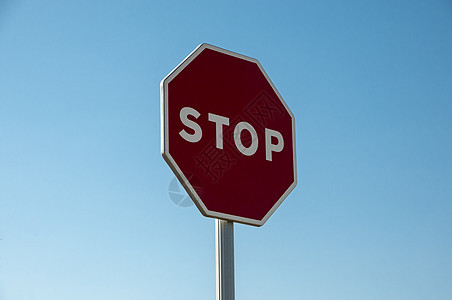 停止签名八角形信号危险警告禁令运输蓝色路标红色白色图片