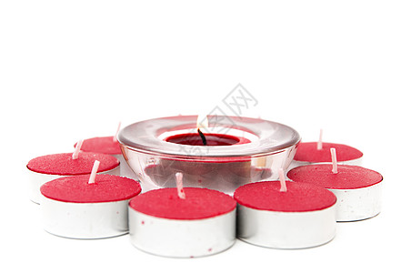 红蜡烛装饰品白色红色烛光火焰背景图片