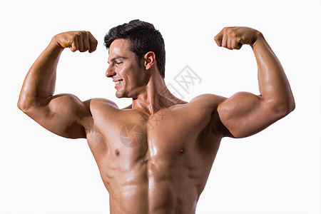 一个肌肉健壮的年轻男人的长相 肌肉运动训练腹肌力量二头肌护理运动员身体大男子男性福利图片