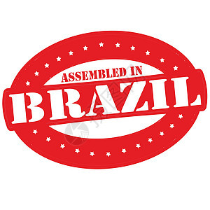 在巴西集会拼凑椭圆形墨水星星矩形橡皮红色背景图片