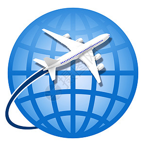 飞机图标世界范围旅行地球国际飞机行星全世界假期背景