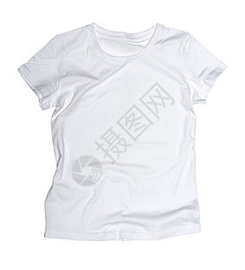 在白色背景上孤立的白色T恤衫店铺身体衣服零售青少年广告女孩背心服饰女性图片