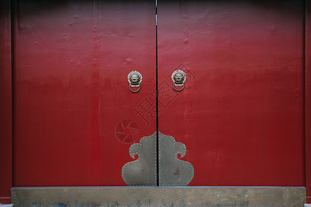 中国古董门狮子木头老虎建筑学文化旋钮效果金属纹理青铜图片