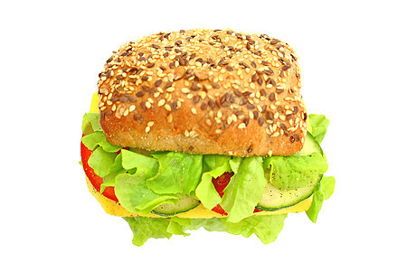 配奶酪和蔬菜的新鲜三明治包子午餐熟食饮食美食野餐食物潜艇小吃沙拉图片