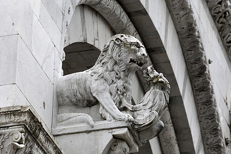 Lucca  来自圣马丁大教堂外墙的详情教会雕塑艺术狮子建筑学宽慰浮雕图片