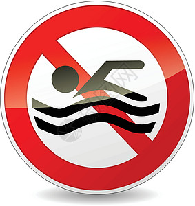 矢量没有游泳标志海洋风险白色红色法律溺水假期圆形海浪安全图片