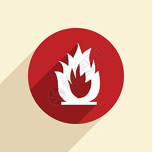 火警标志插图互联网危险阴影点燃按钮蓝色正方形火焰火球图片