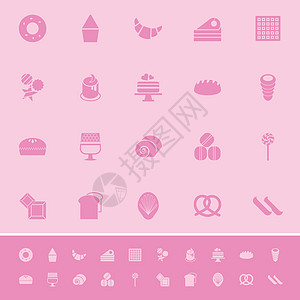 粉红背景的多种面包面包颜色图标图片