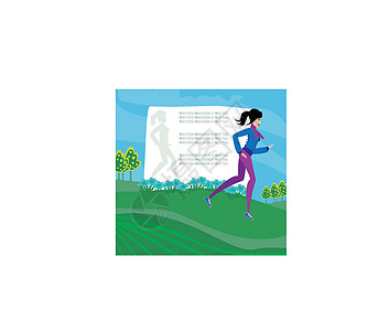慢跑女孩 带文字空间的抽象框架图片