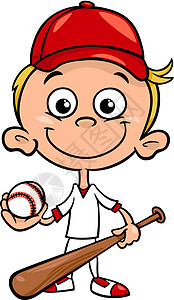 男孩棒球运动员卡通插图图片