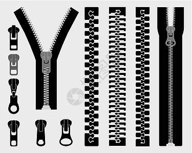拉链缝纫紧固件压缩衣服裁缝插图黑色白色牙齿图片