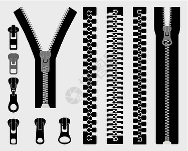 拉链缝纫紧固件压缩衣服裁缝插图黑色白色牙齿背景图片