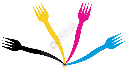 餐馆或咖啡馆的 Logo标识午餐黑色早餐餐饮黄色菜单陶器盘子青色图片