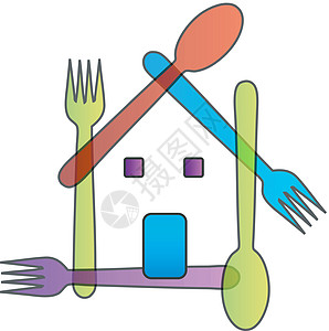 餐馆或咖啡馆的 Logo勺子标识食物菜单盘子用具陶器美食餐厅早餐图片