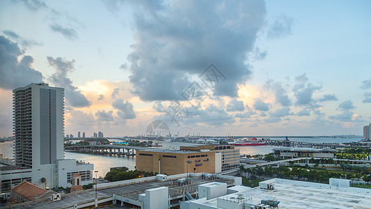 迈阿密市中心空中观察建筑学城市建筑文明市中心天际景观背景图片
