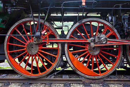 蒸汽机车轮红色火车金属车轮铁路水平车辆运输机器工业图片