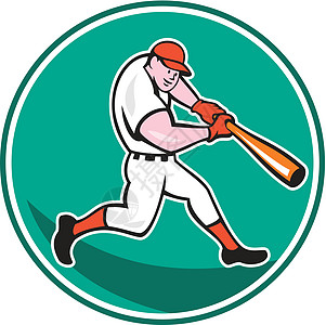 美国棒球球手打巴丁卡通面糊圆圈运动卡通片男人玩家插图艺术品男性蝙蝠图片