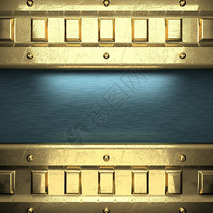 含有黄色元素的蓝色金属背景空白墙纸床单反射线条工业银色拉丝合金盘子背景图片