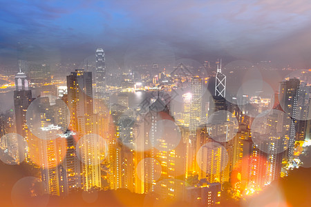 香港模糊的城市风景背景图片