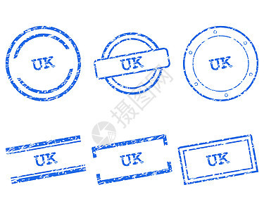 英国邮票标签蓝色贴纸商业橡皮海豹按钮墨水烙印打印图片