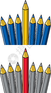向量独有的铅笔 从其他方向显露出来图片